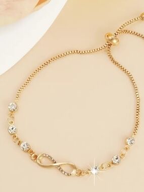 Gold Crystal Infinity Adjustable Bracelet - Women Jewelry